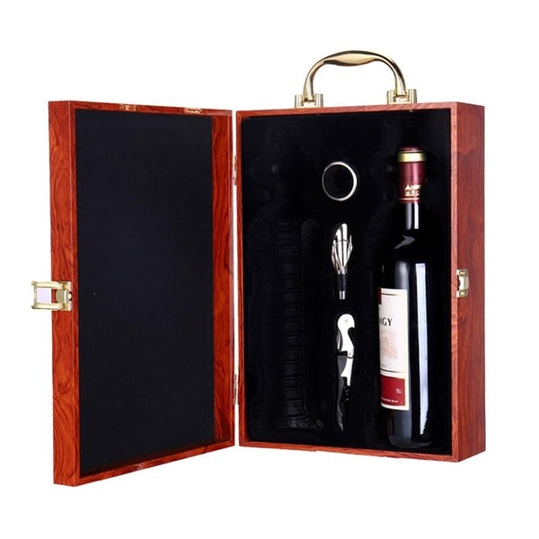 Double Piano Finish Red Wine Box Wooden Packing Case Wine Gift Box With Tools(Ebony)