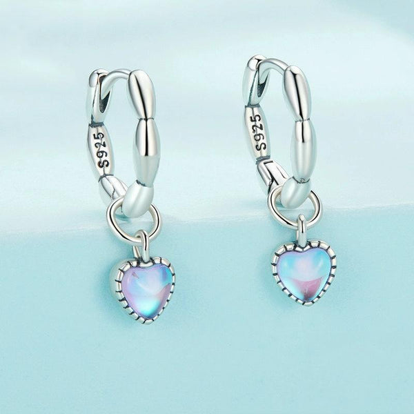 SCE1556 Sterling Silver S925 Symphony Heart Rice Grain Hoop Earrings