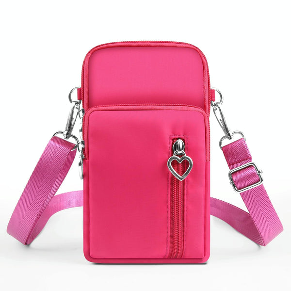 HAWEEL Mini Crossbody Vertical Zipper Pouch Phone Case Bag(Rose Red)