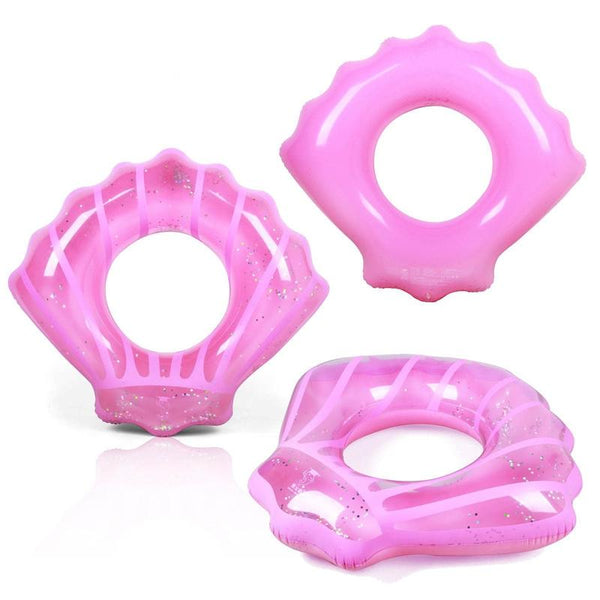 Shell Shape Inflatable Swimming Ring Lifesaving Ring Axillary Ring, Size: L,100x110cm (Pink)
