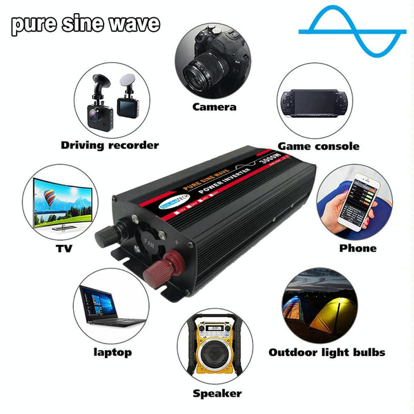 10000W (Actual 1500W) 12V to 220V High Power Car Sine Wave Inverter Power Converter
