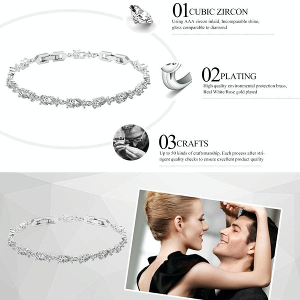 Women Shining Cubic Zircon Crystal Jewelry Bracelet(gold)