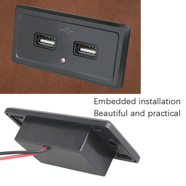 12V24V Route Bus Dual USB Charging Input Car Charger(Blue Light)