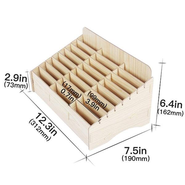 White Oak 24 Grid  Wooden Conference Classroom Mobile Phone Organizer Desktop Storage Box