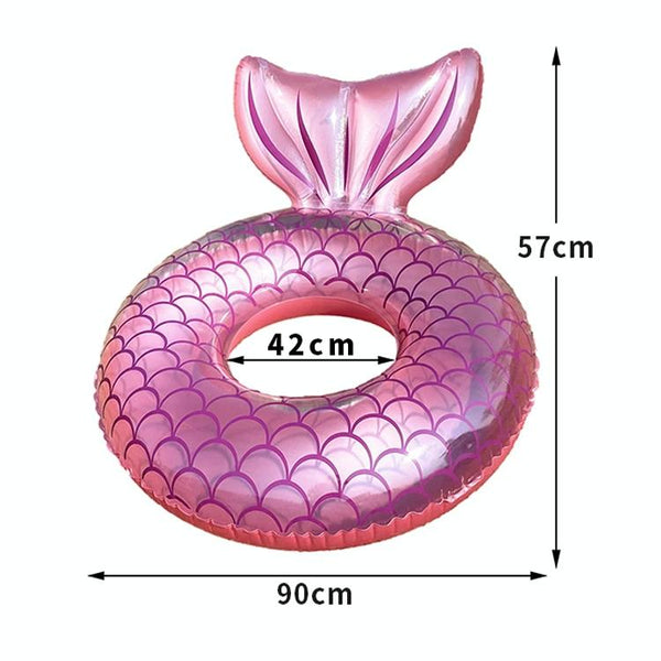 Adult Thickened Backrest Swimming Ring Mermaid Swim Ring(Blue)