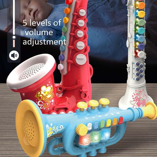 Children Early Education Puzzle Playing Simulation Musical Instrument, Style: 6805 Saxophone-Red