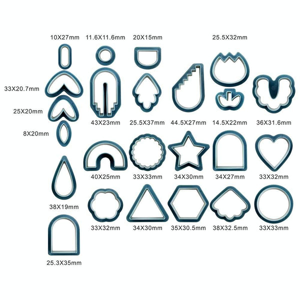24 In 1 DIY Clay Earrings Molds DIY Handmade Clay Cutter Handmade Jewelry Molds(Beige Orange)