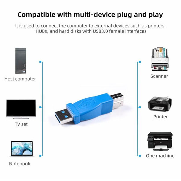 Super Speed USB 3.0 AM to BM Adapter (Blue)