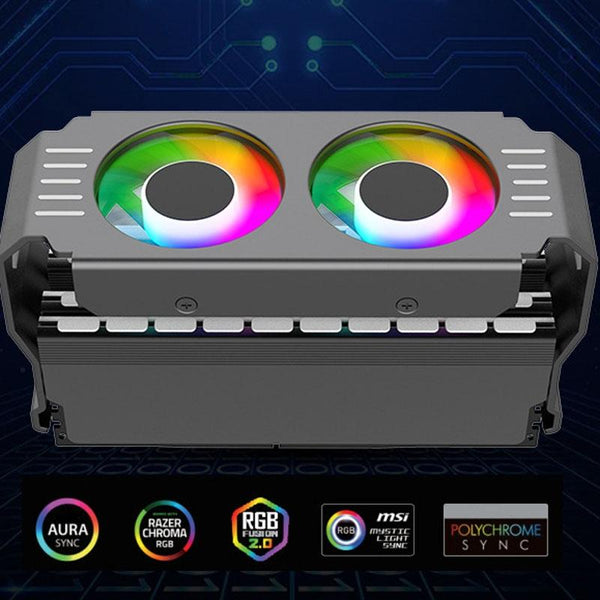 Desktop ARGB Memory Cooler PWM Temperature Control Dual Fan, For DDR / DDR2 / DDR3 / DDR4 / DDR5(Black)