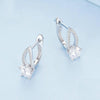 BSE732 Sterling Silver S925 White Gold Plated Zirconia Hollow Line Earrings