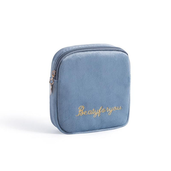 Plush Cloth Sanitary Napkin Storage Bag Sanitary Pad Storage Bag(Peacock Blue)