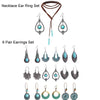 Bohemian Turquoise Natural Stone Sweater Vintage Pendant, Model: Necklace Ear Ring Set