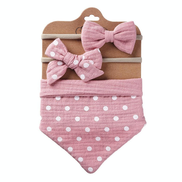3 In 1 Baby Drooling Towel Cotton Printed Double Sided Triangle Towel Headband Set Waterproof Bibs, Style: DP069-2