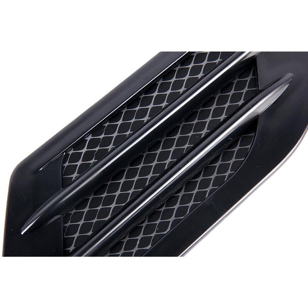 2 PCS Euro Style Plastic Decorative Air Flow Intake Turbo Bonnet Hood Side Vent Grille Cover With Self-adhesive Sticker(Black)
