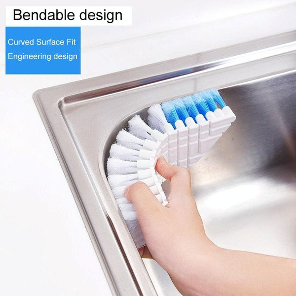 Bendable Bathroom Tile Crevice Brush Household Soft Bristles Faucet Curved Brush(White)