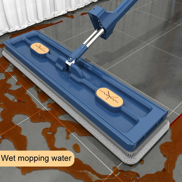 42cm Hand-Free Household Flat Mop Kitchen Cleaning Lazy Floor Cleaner, Style: White+2 Wipes