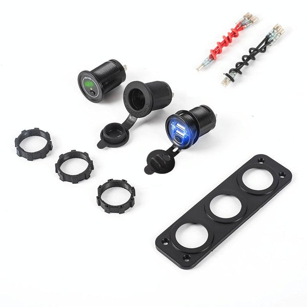 Car Mobile Phone Charger Multi-Port Fast Charging with Cigarette Lighter Multi-Function Digital Display Dual USB Car Charger(Green Light)