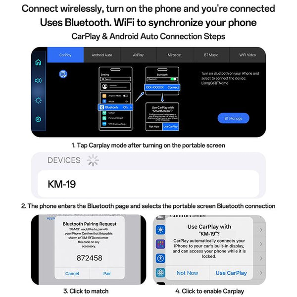 Yesido KM19 10.26 inch Center Console CarPlay Portable Car Video Navigation with Driving Recorder(Black)