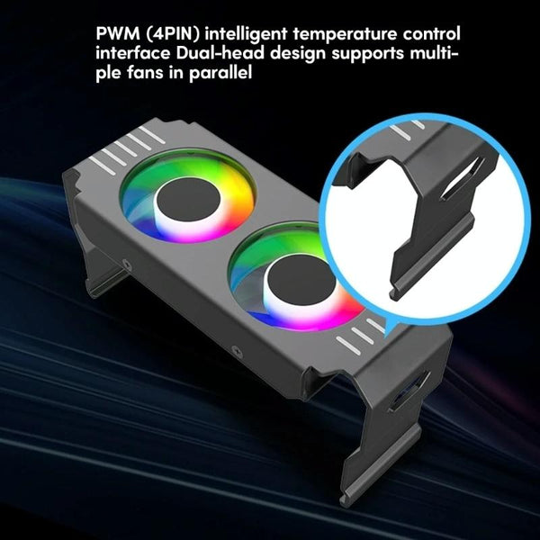 Desktop ARGB Memory Cooler PWM Temperature Control Dual Fan, For DDR / DDR2 / DDR3 / DDR4 / DDR5(White)