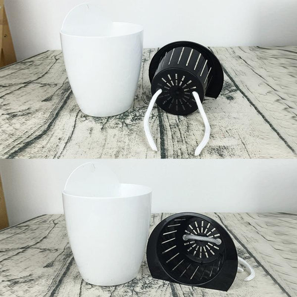 Self-Watering Planter Grow Plants Lazy Flower Pots Wall-hanging Round Resin Plastic Flower Pots, Size: 11x8x10.5cm(White)