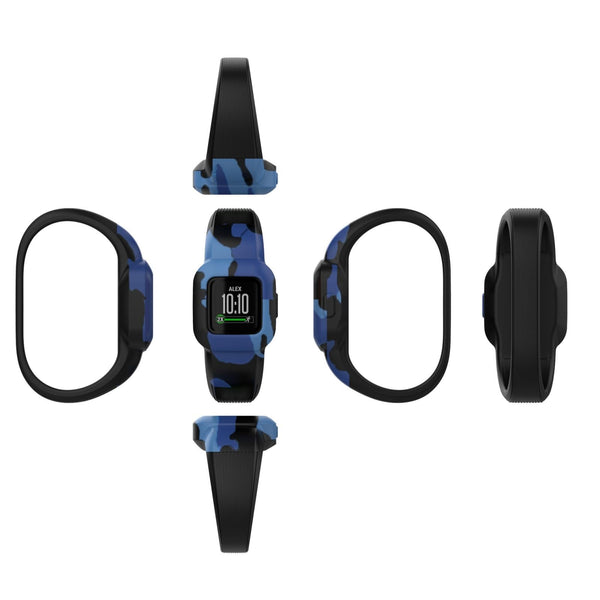 For Garmin Vivofit JR3 No Buckle Silicone Printing Watch Band, Size:S(Camouflage Blue)