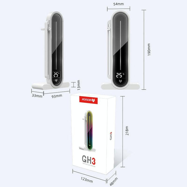 COOLMOON GH3 Computer ARGB Vertical Adjustable Lens Graphics Card Holder, Style: No Temperature Display White