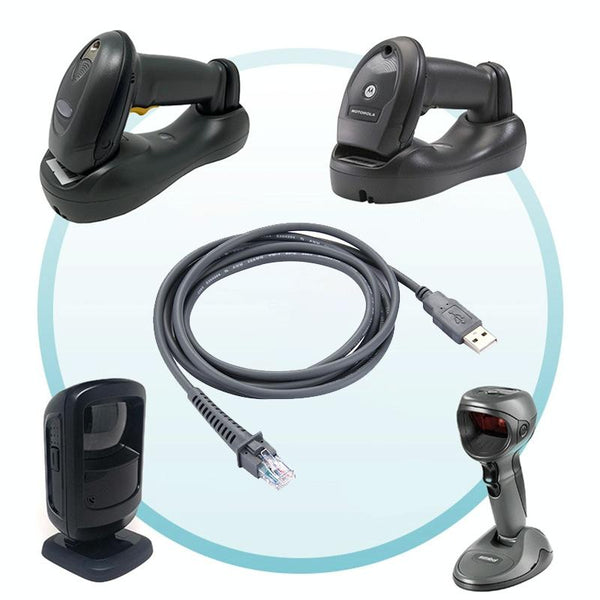2m USB A Male to RJ45 Scanner Serial Data Cable for Symbol LS2208 / 2208AP / LS4278(Grey)
