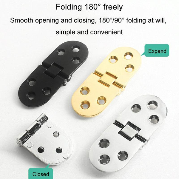 Cabinet Door Folding Hinge Thickened Zinc Alloy Half Round Table Flip Hinge, Color: Gold