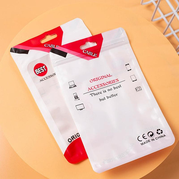 100 PCS  Charging Cable U Disk Universal Color Printing Sealing Pocket(11x18cm Red Matte)