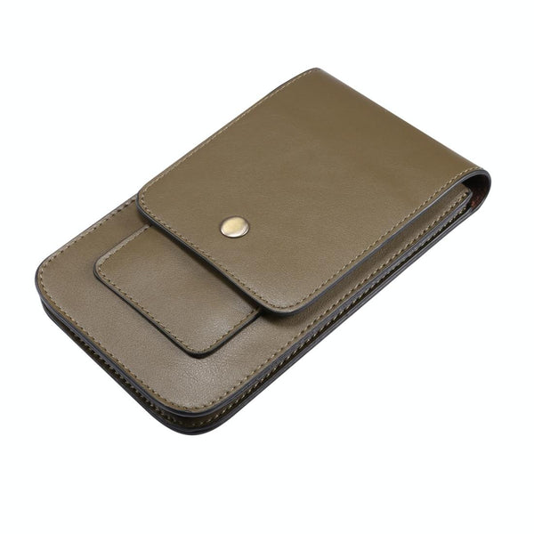 Lambskin Texture Men Phone Universal Double Lattice Waist Bag Leather Case, Size:S(Green)