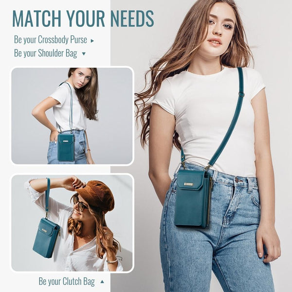 CaseMe Me40 Vertical Multifunctional Shoulder Crossbody Phone Bag(Blue Green)