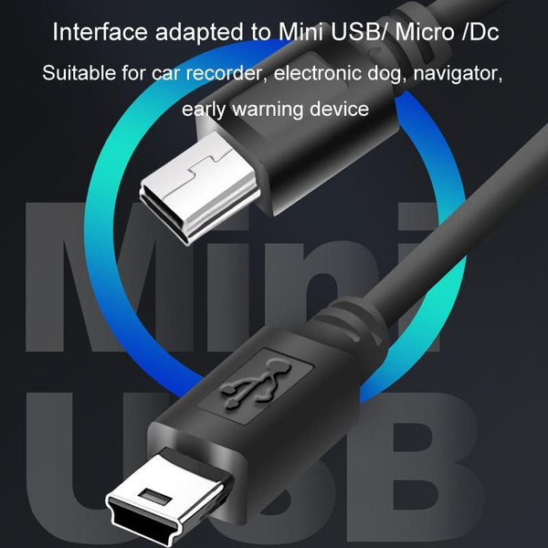 USB Car Charge 12V To 5V Navigation Instrument Reduction Line(Mini Left Bend)