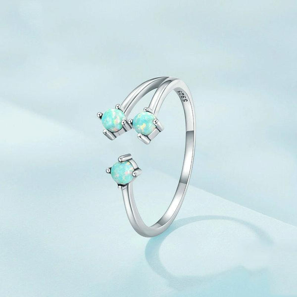 SCR899 Sterling Silver S925 Fantasy Opal Open Ring(Open Adjustable)