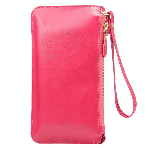 Universal Crazy Horse Texture Touch Screen Wallet Style PU Leather Shoulder Bag for Galaxy Note 8 & Mega 6.3, Huawei Mate 8 / Mate 7, etc. 6.3 inch Below(Magenta)
