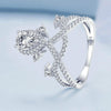 BSR368 S925 Sterling Silver Water Drop Crown White Gold Plated Zircon Ring(No.8)