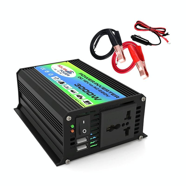 Tang I Generation 12V to 110V 3000W Modified Square Wave Intelligent Car Power Inverter with Dual USB(Black)