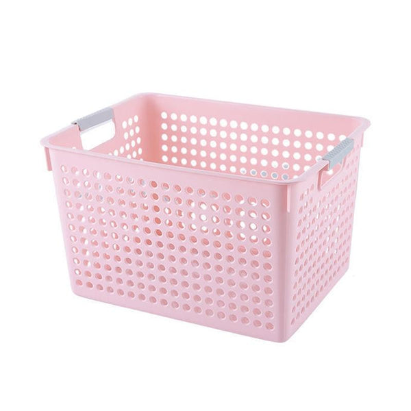 Plastic Storage Basket Desktop Sundry Organizer Frame Toys Kitchen Snacks Storage Box, Style: Deep Medium Pink