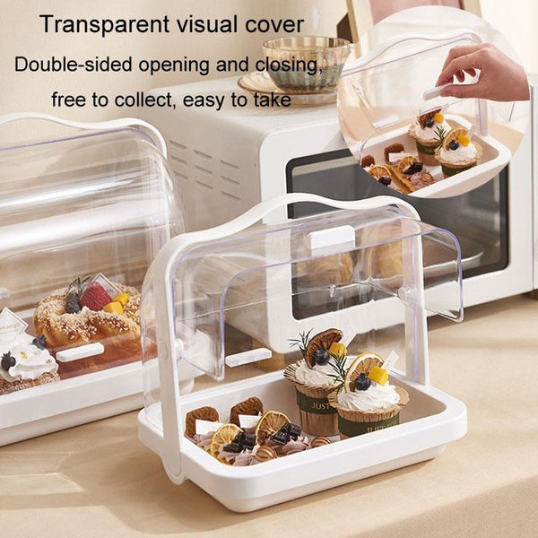 Portable Multi-function Transparent Storage Box Bread Box Bottle Organizer With Dustproof Lid, Specification: Large