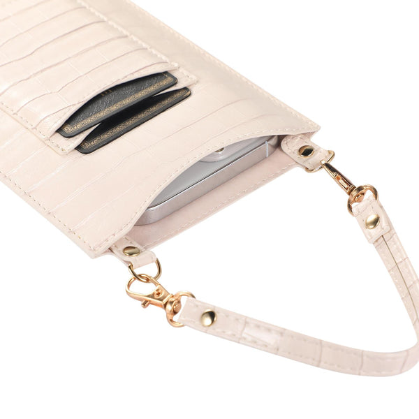 Stone Texture Card Holder Mobile Phone Bag with Short Strap(Yellow)