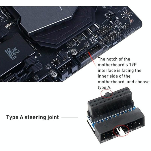 10 PCS 3.0 19P 20P Motherboard Male To Female Extension Adapter, Model: PH19A(Black Blue)