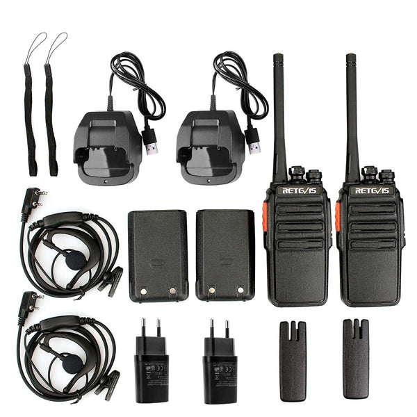 1 Pair RETEVIS RT24 EU Frequency PMR 446/400-470MHz 16CHS Two Way Radio Handheld Walkie Talkie, EU Plug(Black)