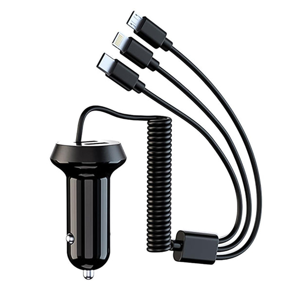 Universal Car 3 in 1 Quick Charger Dual Port USB Charger Power Outlet Adapter, Cable Length: 55cm