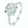 BSR339 Sterling Silver S925 Verdant Four Leaf Clover Ring White Gold Plated(No.7)