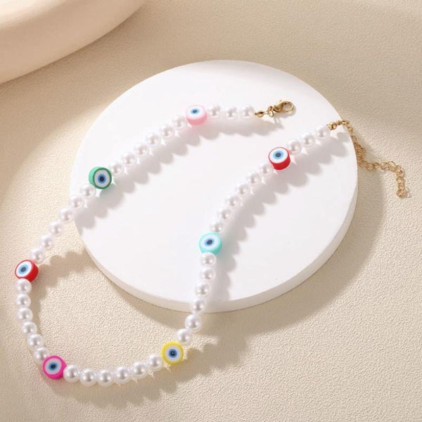 Angel Eyes Pendant Layered Necklace, Model: N2106-5 Colorful Eyes