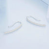 BSE748 Sterling Silver S925 Simple White Gold Plated Zirconia Ear Hooks