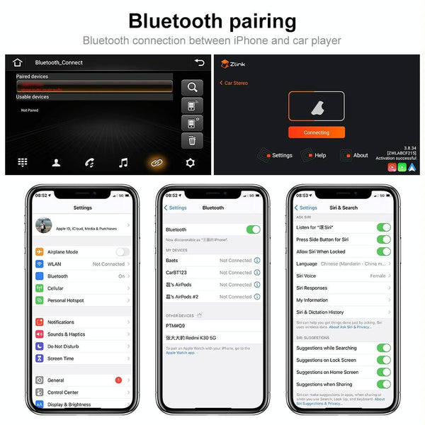 A3040 For Volkswagen 7-inch 2+32G Android Car Navigation Central Control Large Screen Player With Wireless CarPlay, Style:Standard+4Lights Camera