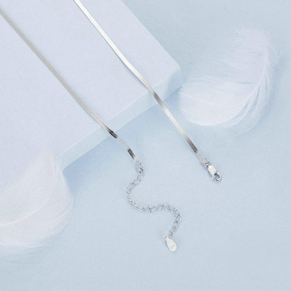 S925 Sterling Silver Platinum Plated Snake Bone Chain Basic Necklace(BSA008)