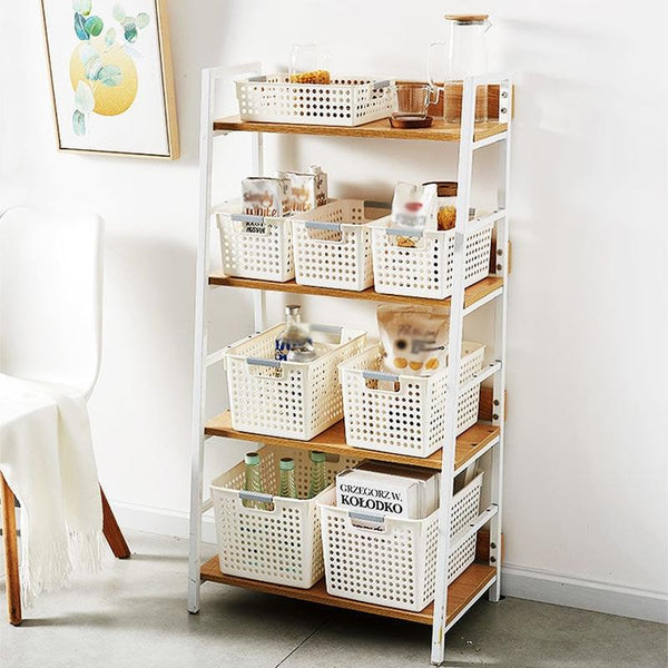 Plastic Storage Basket Desktop Sundry Organizer Frame Toys Kitchen Snacks Storage Box, Style: Deep Small Pink