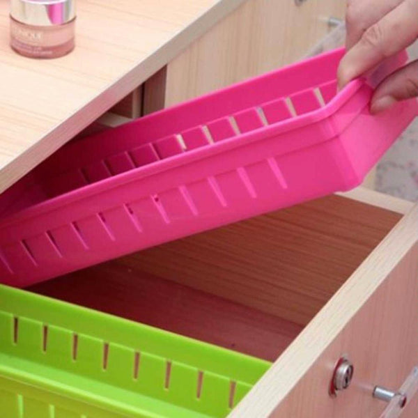 Adjustable Drawer Cutlery Divider Case Makeup Storage Organizer Box, Size:30x12x5cm(Orange)