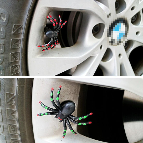 4 PCS Universal Spider Shape Car Motor Bicycle Tire Valve Caps (Red)
